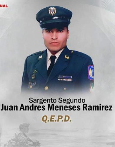 Sargento segundo Juan Andrés Meneses muerto al caer en un campo minado
