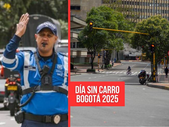 Agente de tránsito en las calles (Alcaldía de Bogotá) | Calles vacías sin carros en la capital del país (Getty Images)