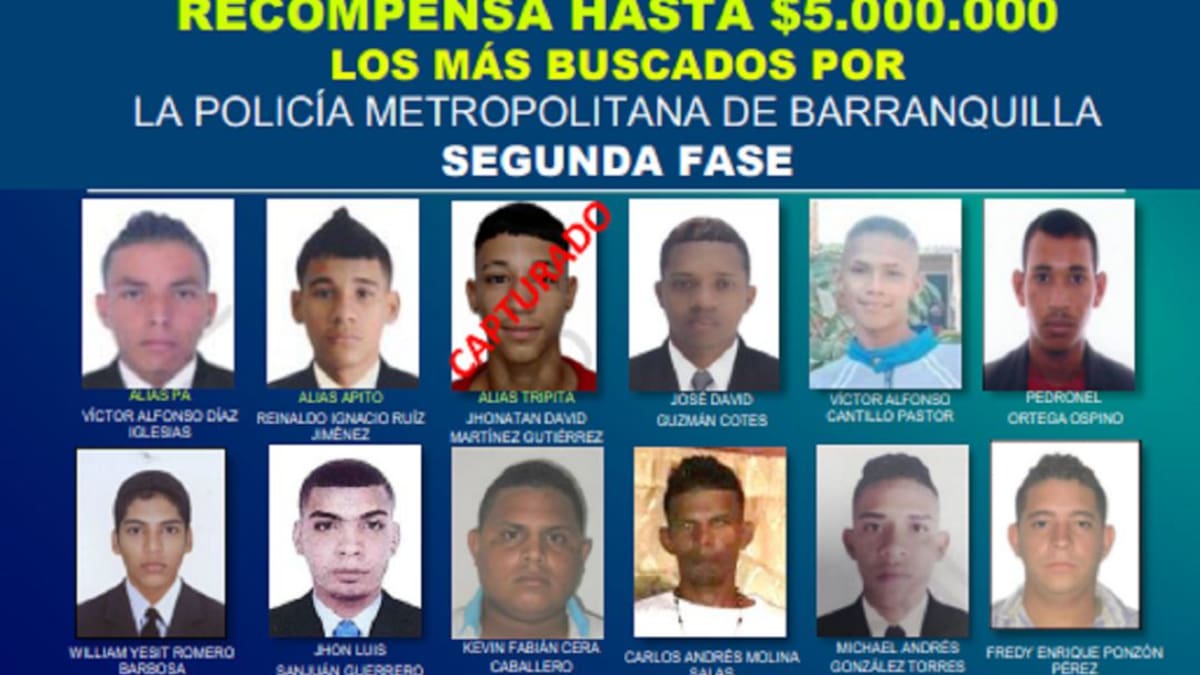 Policía revela nuevo cartel de los más buscados en Barranquilla