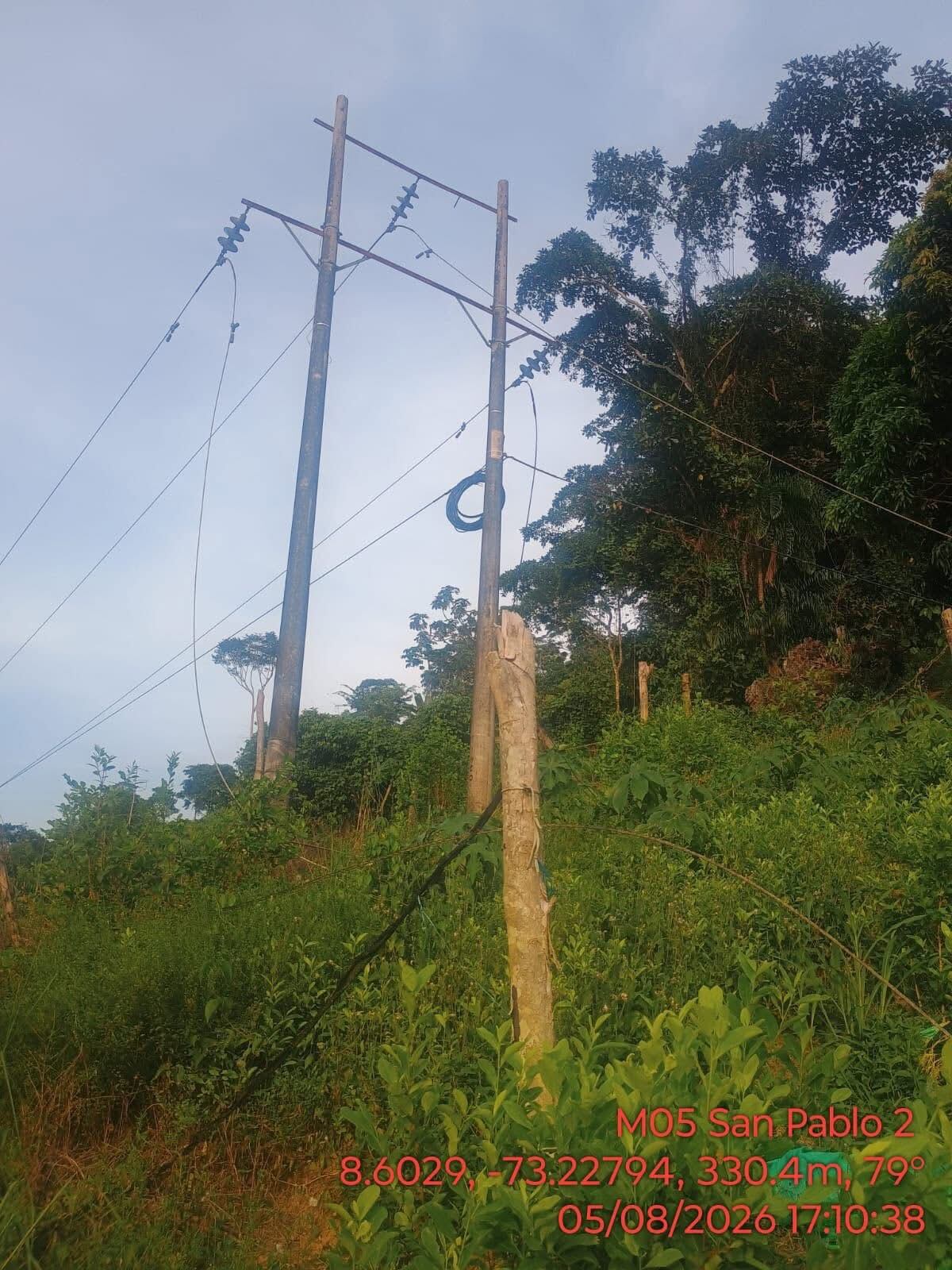 Caída de árbol dejó sin luz al municipio de El Tarra, en Norte de Santander. / Foto: CENS.