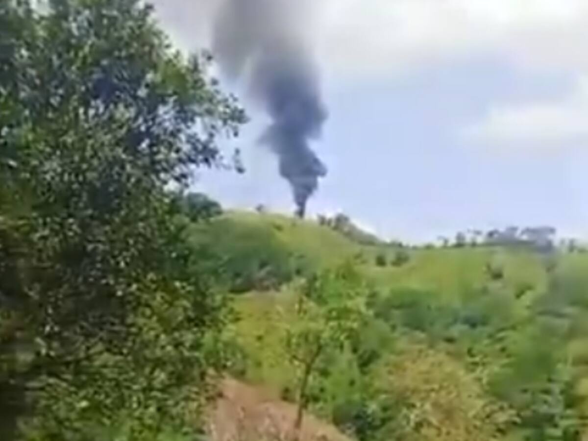 Helicóptero de la Policía Nacional cayó en Amalfi, Antioquia: fue atacado por un dron