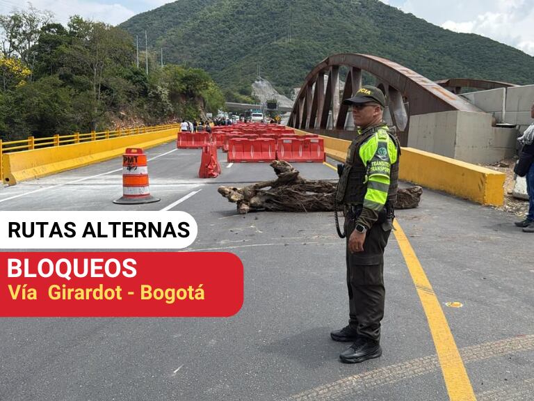 Bloqueos en la Vía  Girardot - Bogotá por firmantes de paz (Foto vía COLPRENSA))