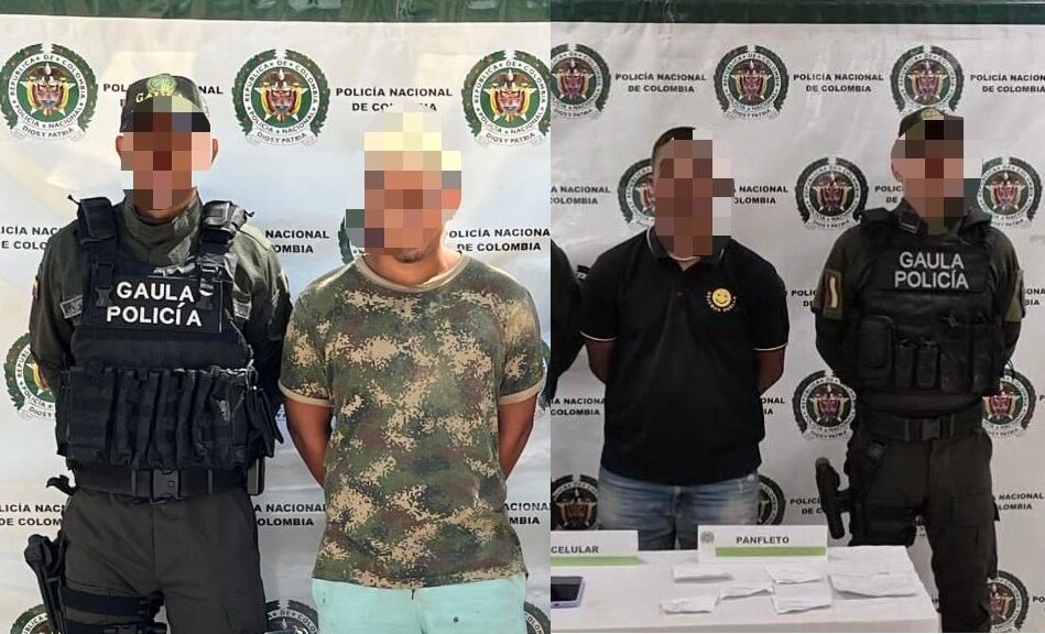 Capturados por extorsión. // Policía Metropolitana de Cartagena