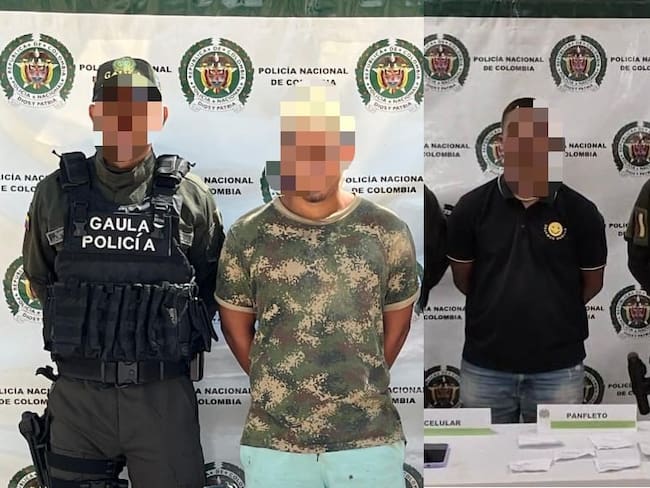 Capturados por extorsión. // Policía Metropolitana de Cartagena