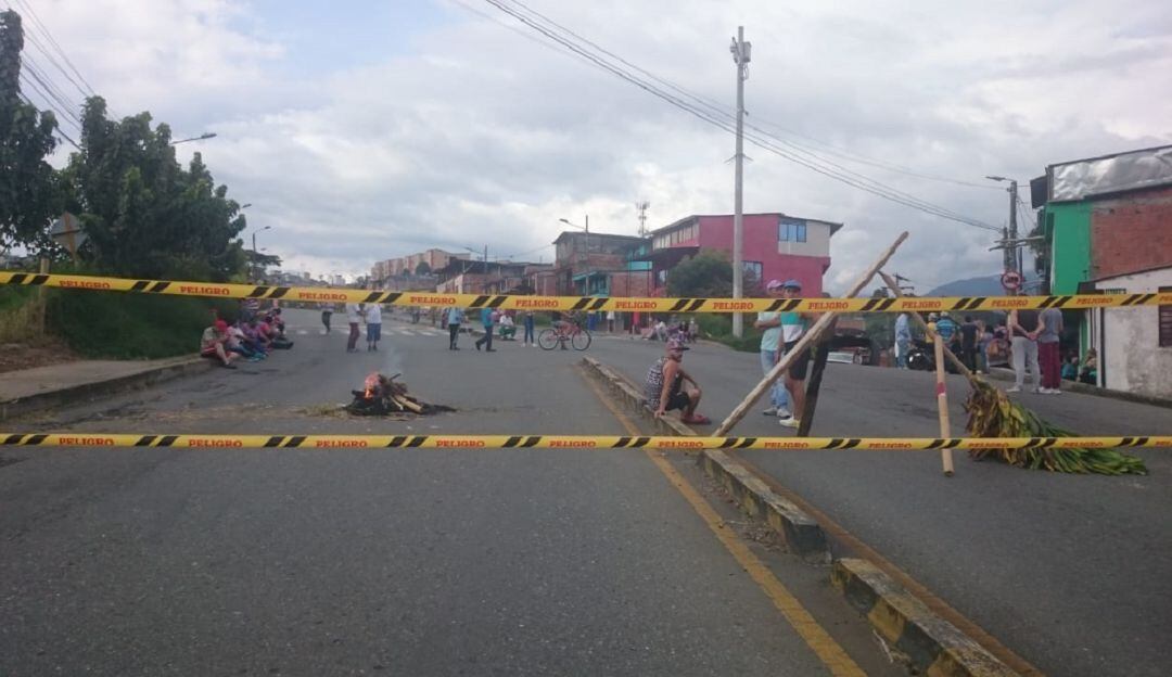 Protesta en el barrio El Paraíso de Manizales