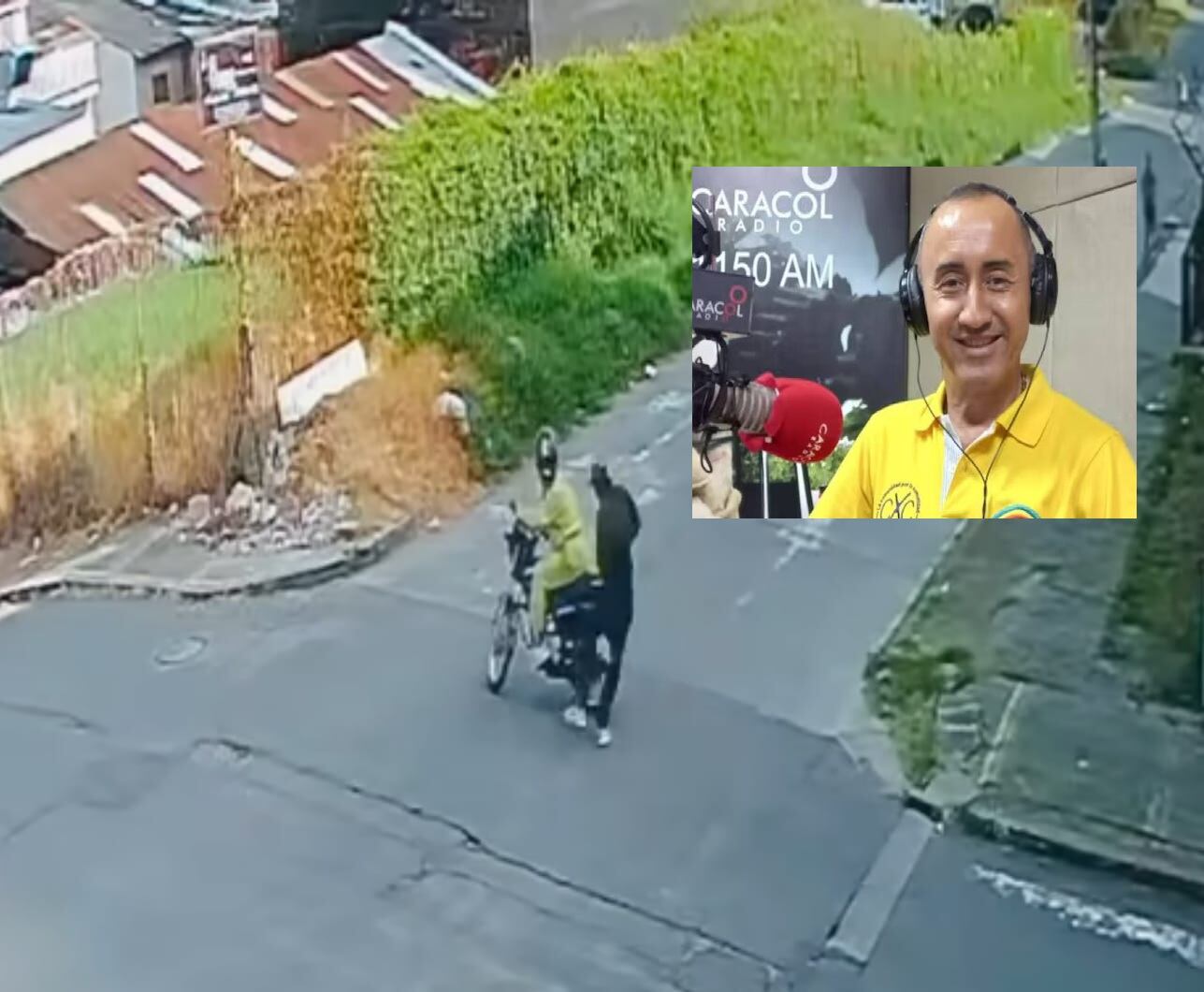 Sicarios en moto, luego de asesinar al periodista en Armenia. Foto: Caracol Radio, Ciudadanos