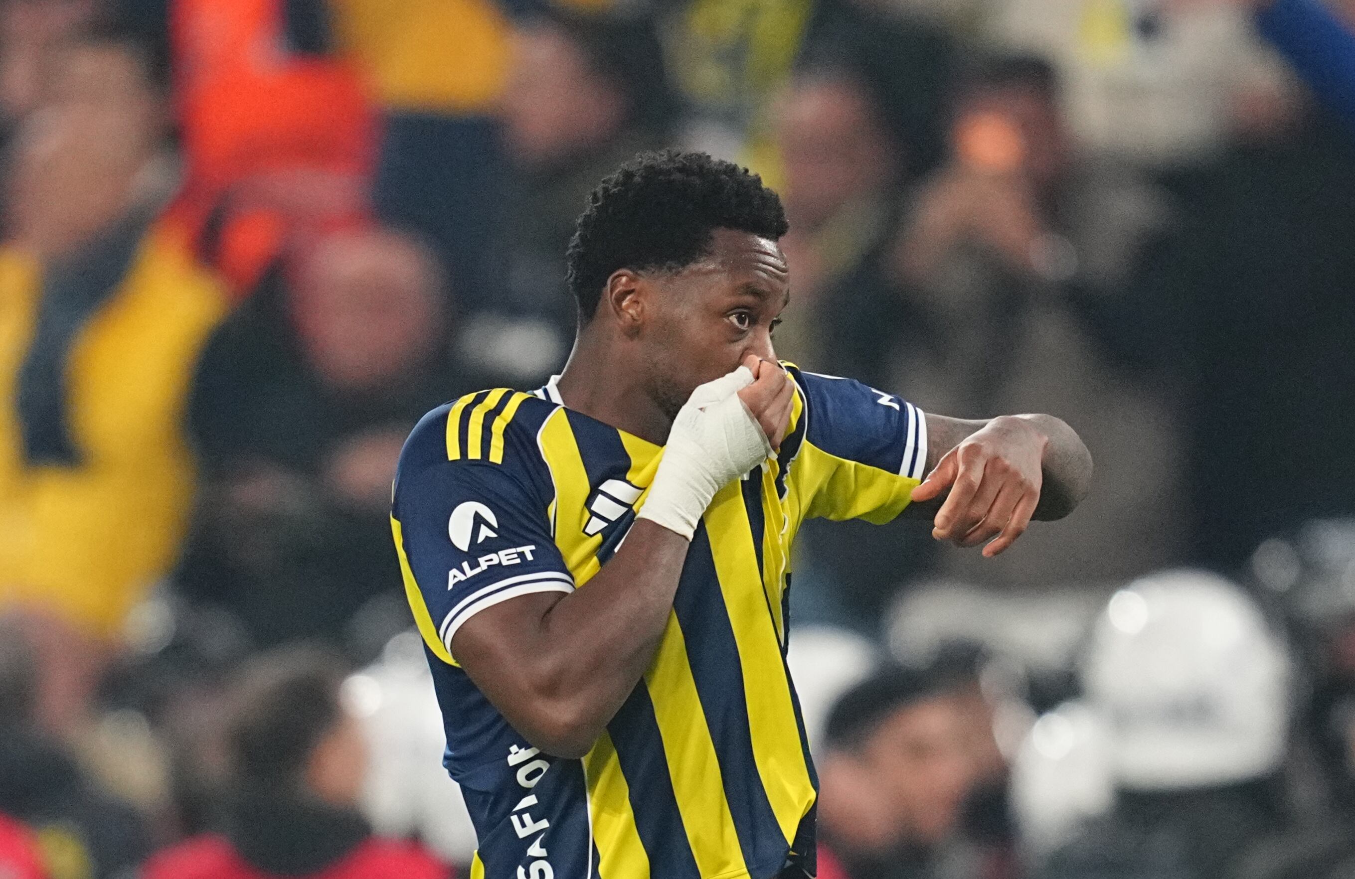 Jhon Jader Durán tras su gol ante Galatasaray.  (Photo by Ulrik Pedersen/NurPhoto via Getty Images)