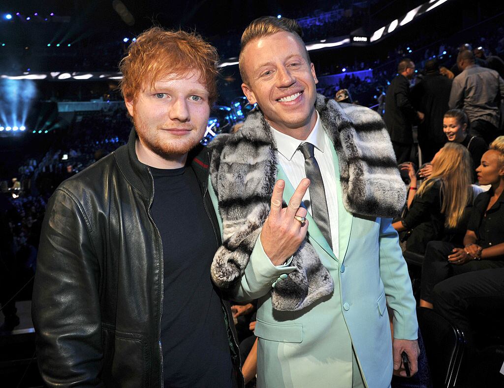 NEW YORK, NY - AUGUST 25:  Ed Sheeran and Macklemore attend the 2013 MTV Video Music Awards at the Barclays Center on August 25, 2013 in the Brooklyn borough of New York City.  (Photo by Kevin Mazur/WireImage for MTV)