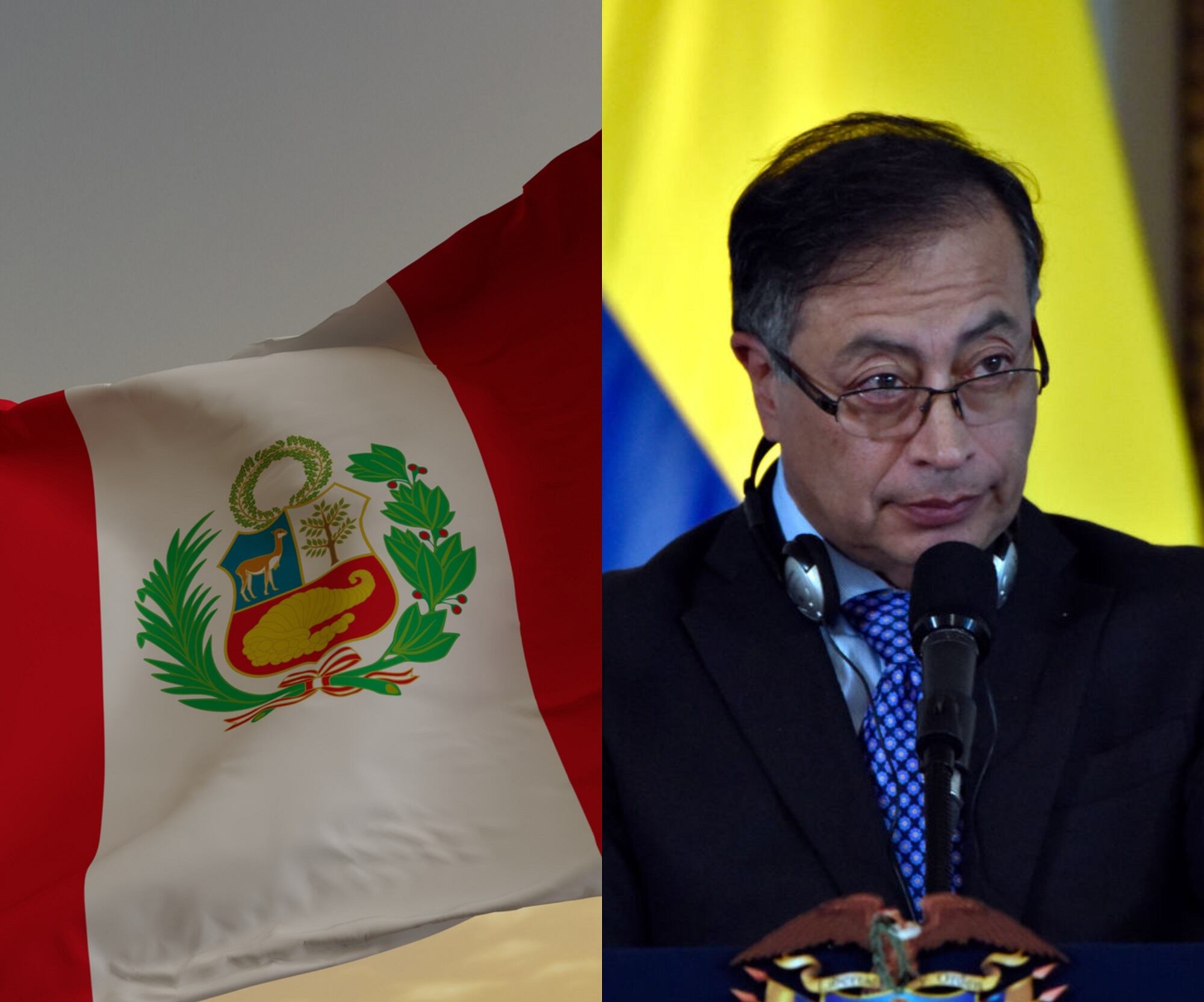 Bandera de Perú, imagen de referencia. Presidente de Colombia, Gustavo Petro. Fotos: Getty Images.