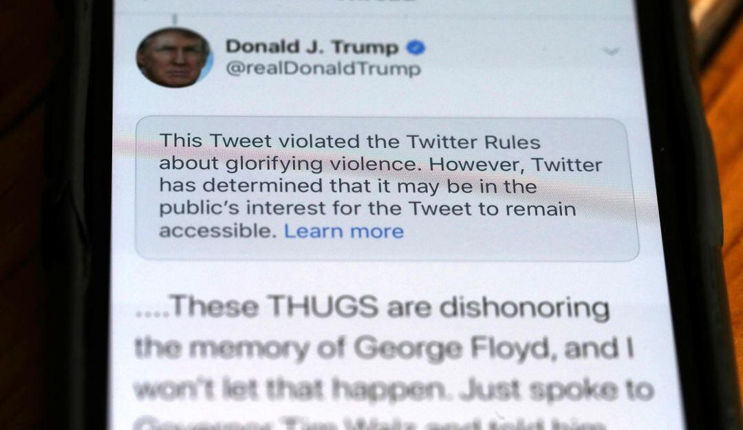 Previamente Twitter había calificado varios trinos del presidente como violentos.