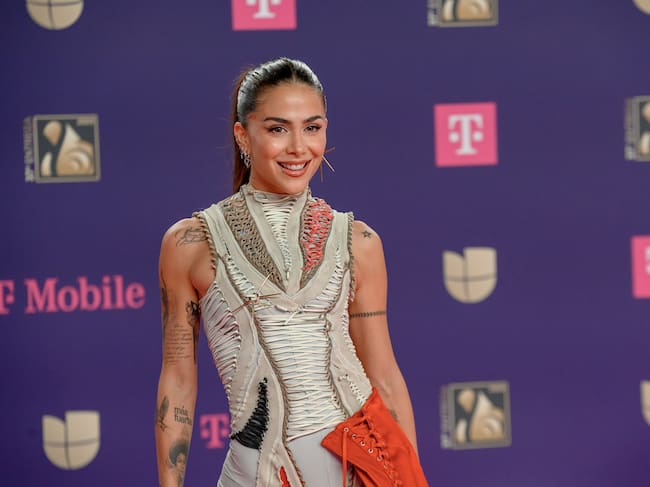 MIAMI, FLORIDA - FEBRUARY 20: Greeicy attends the red carpet during Univision's 37th Premio Lo Nuestro Awards at Kaseya Center on February 20, 2025 in Miami, Florida. (Photo by Ivan Apfel/WireImage)