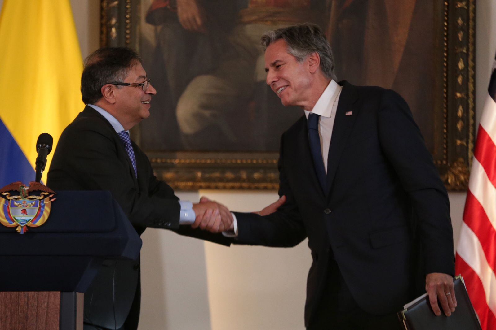 Gustavo Petro y Antony Blinken. Foto: Colprensa - Camila Díaz