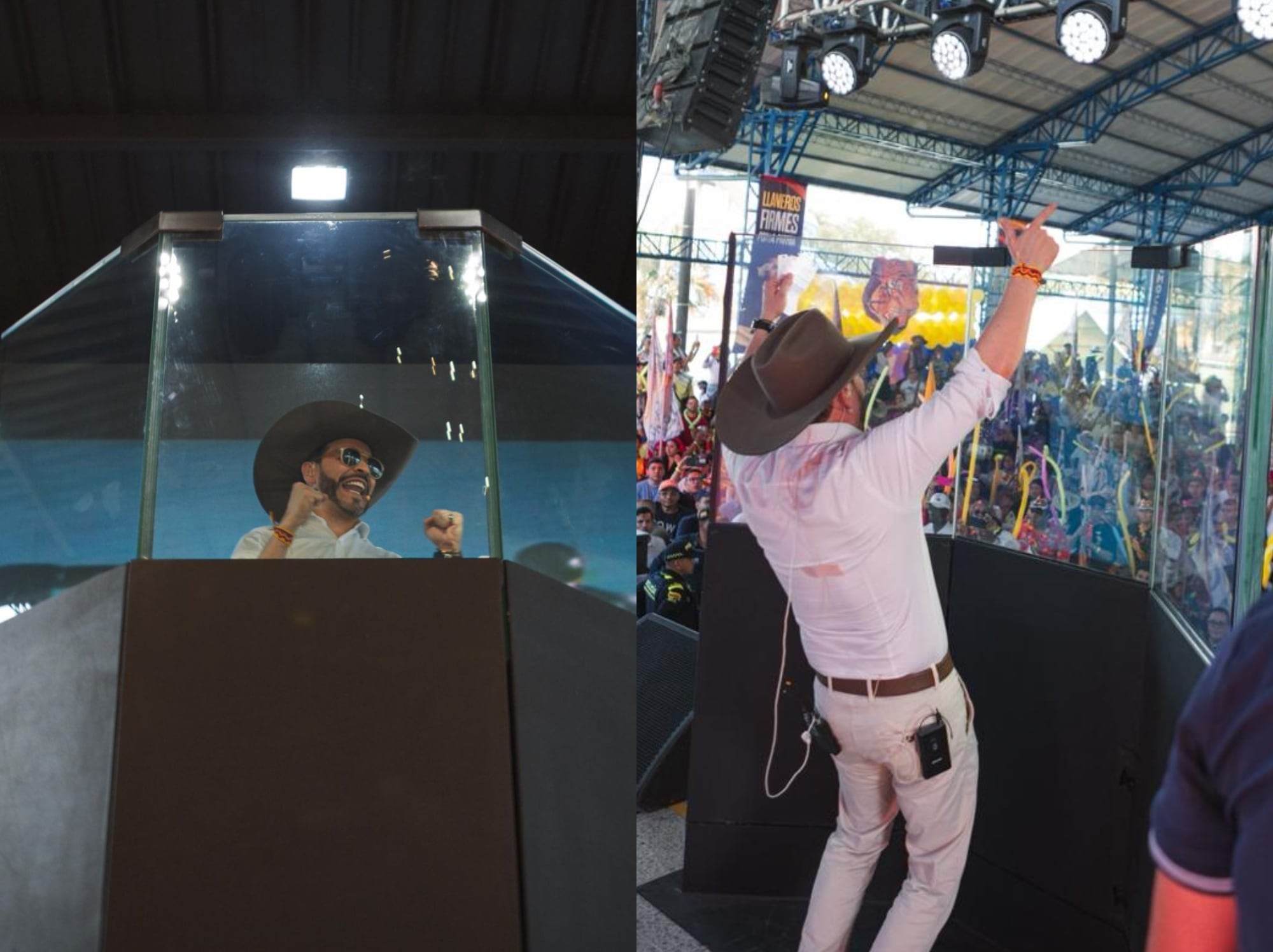 Abelardo de la Espriella realizará sus eventos políticos con un atril cubierto con vidrio blindado. Fotos: suministradas.