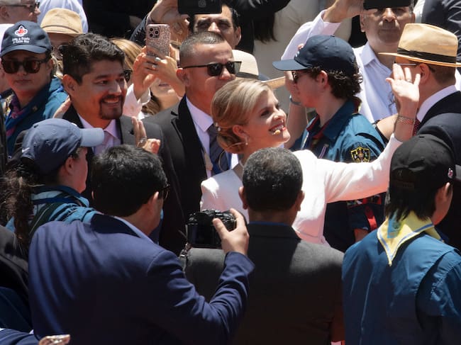 La nueva presidenta de Costa Rica, Laura Fernández, durante su discurso de toma de poder.
(Foto: Arnoldo Robert/Getty Images)