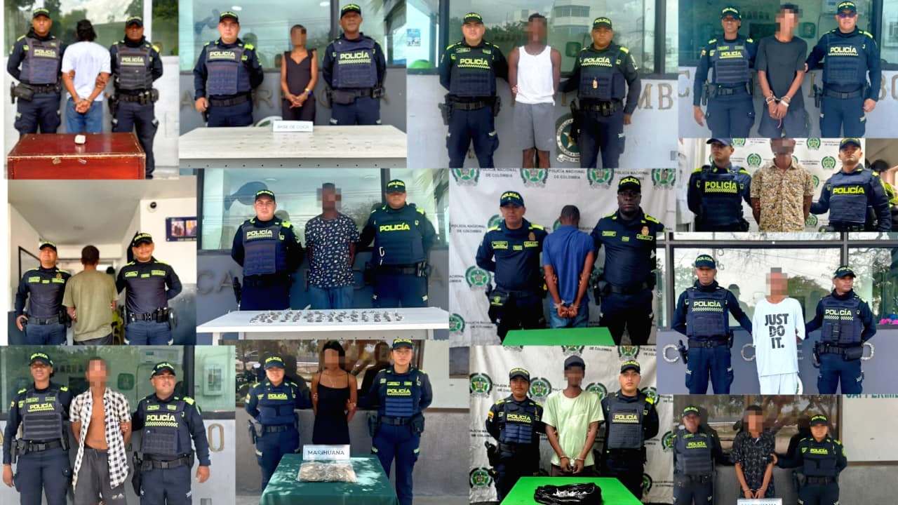En las últimas 48 horas, la Policía capturó a 13 individuos por tráfico o porte de estupefacientes
