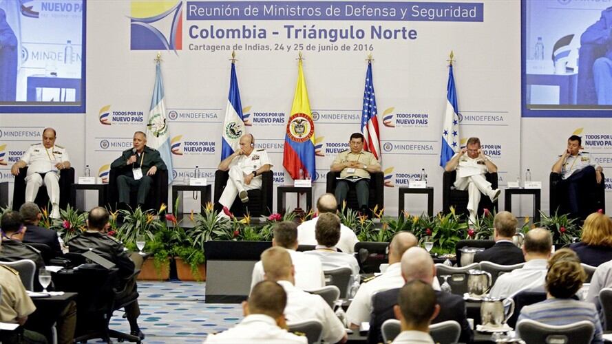 Primera reunión de ministros de Defensa y Seguridad de Colombia y los países del Triángulo Norte. Foto: Agencia EFE
