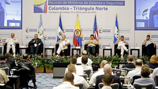 Primera reunión de ministros de Defensa y Seguridad de Colombia y los países del Triángulo Norte. Foto: Agencia EFE