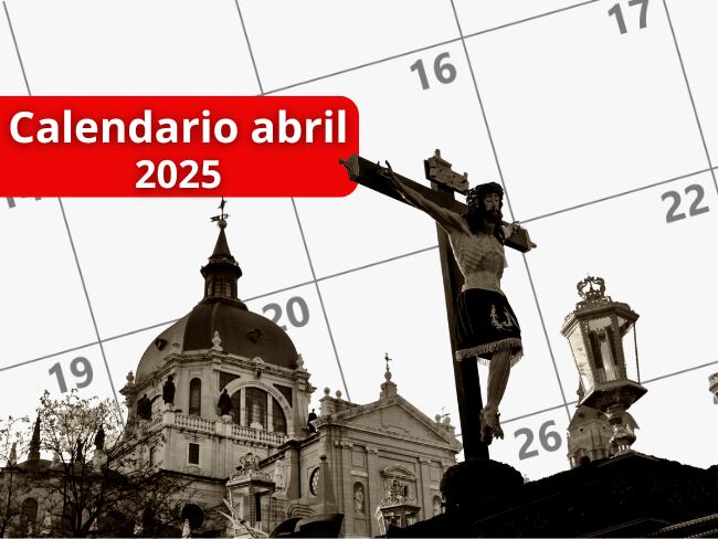 Calendario ABRIL 2025 de Colombia con festivos. Imagenes tomadas de Canva