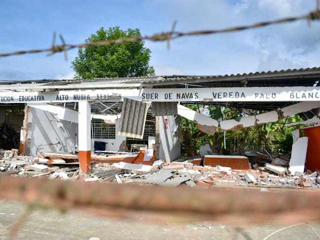 Institución educativa en Anserma con daños generados por el terremoto. Foto: Gobernación de Caldas.