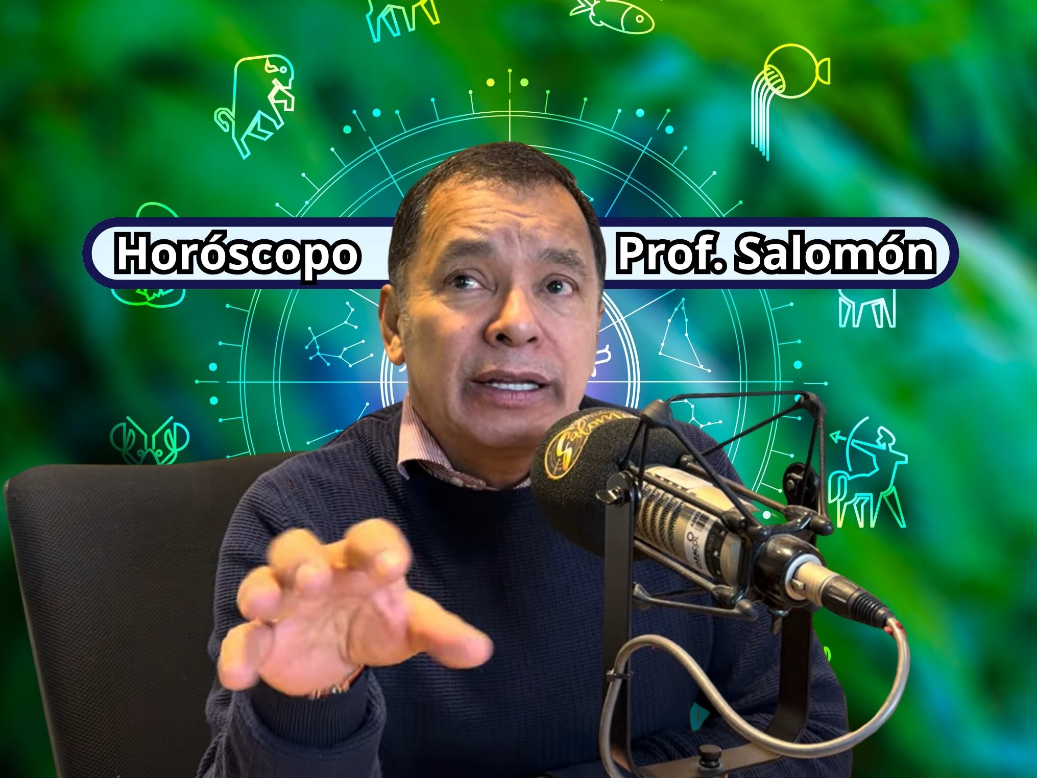 Él es el profesor Salomón, experto en la lectura del Horóscopo y el Tarot (Crédito: Profesor Salomón - Youtube) // De fondo: Imagen ilustrativa del horóscopo (crédito: Getty Images).