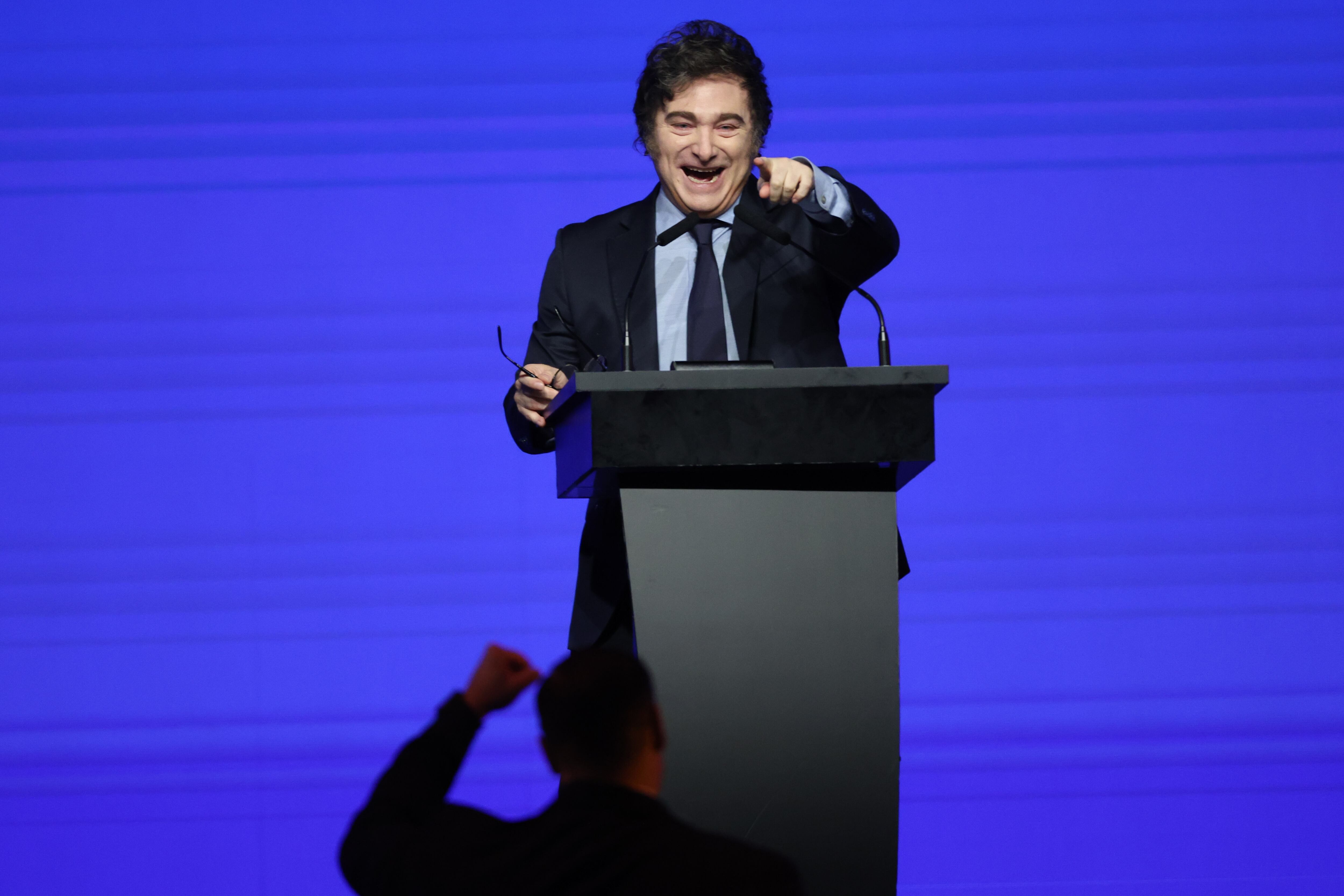 El presidente de Argentina, Javier Milei, habla durante la Conferencia Política de Acción Conservadora (CPAC) 
EFE/ Juan Ignacio Roncoroni