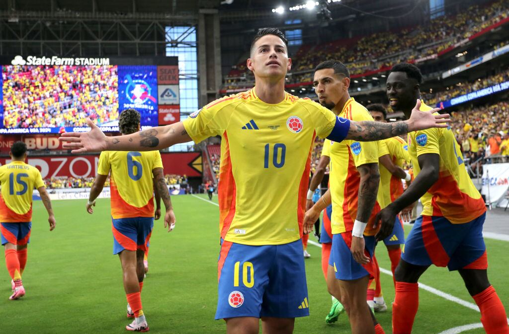 James Rodríguez celebrando un gol  en la Copa América / Getty Images