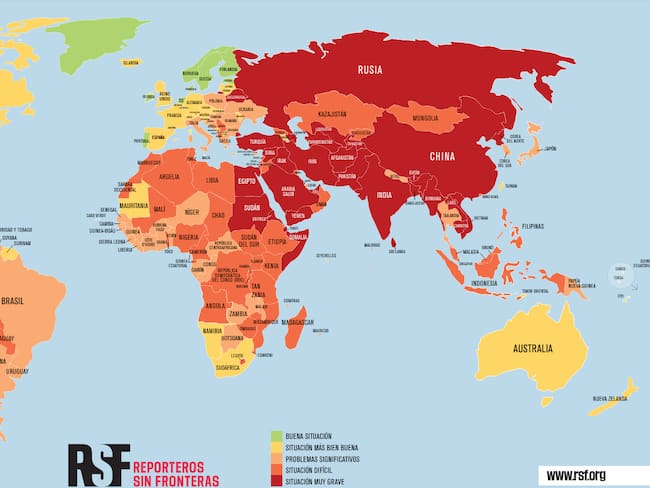 Ranking 2024 del trabajo de la prensa hecho por Reporteros Sin Fronteras.
(Foto: Cortesía Reporteros Sin Fronteras)