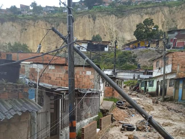 Calles de Soacha afectadas por las lluvias en la comuna 6.