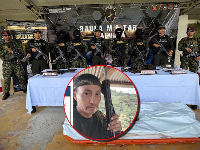 Gaula de la Policía y alias ‘Alexis Perdomo’. Fotos: Suministradas