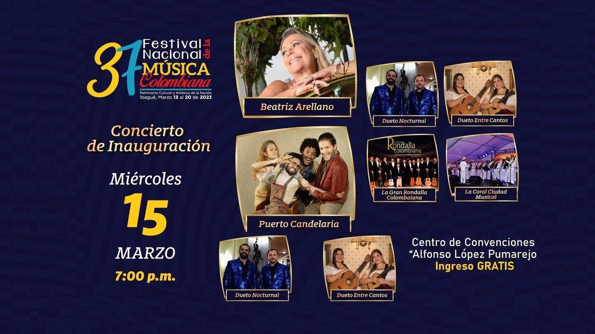 37 Festival Nacional de la Música Colombiana este año con más de 60 actividades. Del 13 y el 20 de marzo de 2023 en Ibagué. Vladimir Ardila del Dueto Nocturnal