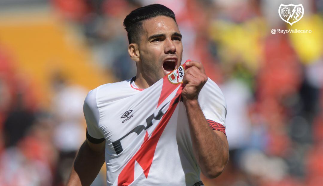 Falcao García celebrando su gol con el Rayo Vallecano ante Getafe