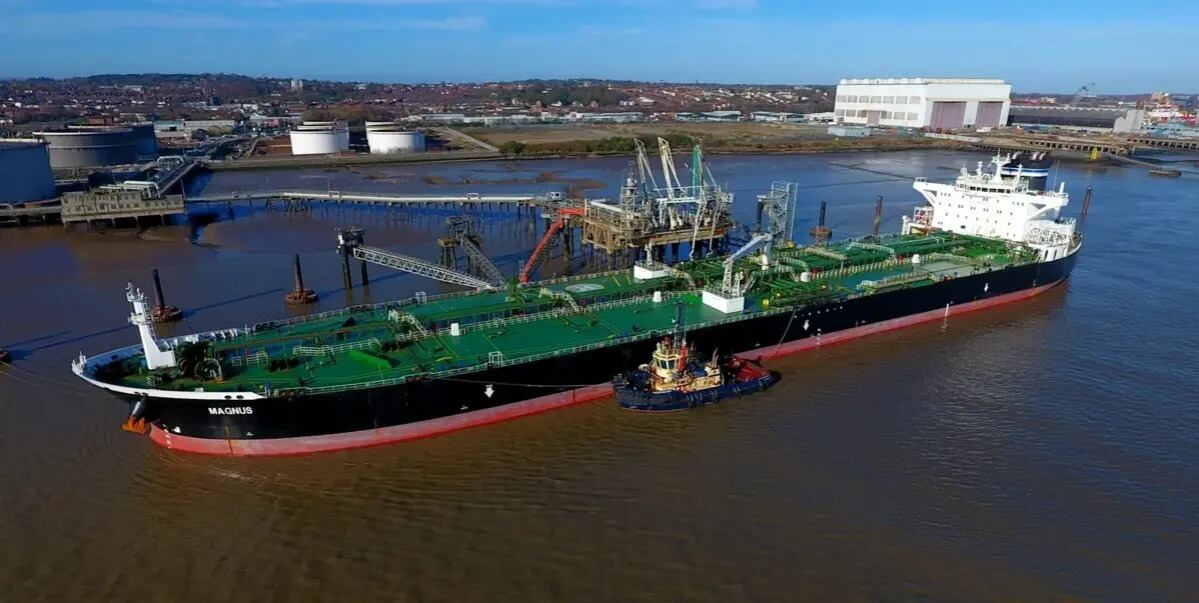 Buque petrolero de Venezuela. Se trata del barco Olina, incautado cerca de Trinidad y Tobago.