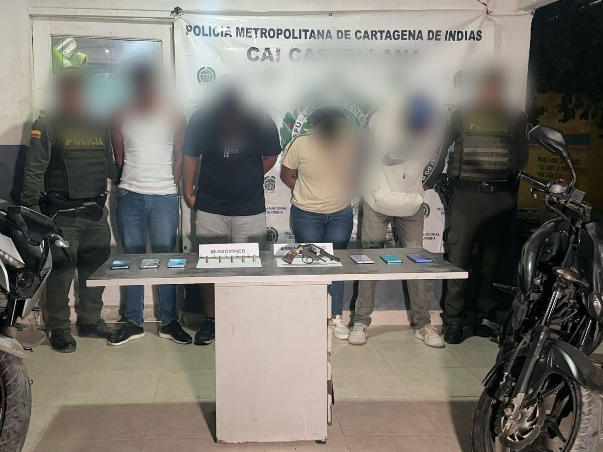 Cayeron cuatro personas con arma de fuego y municiones en el sur de Cartagena