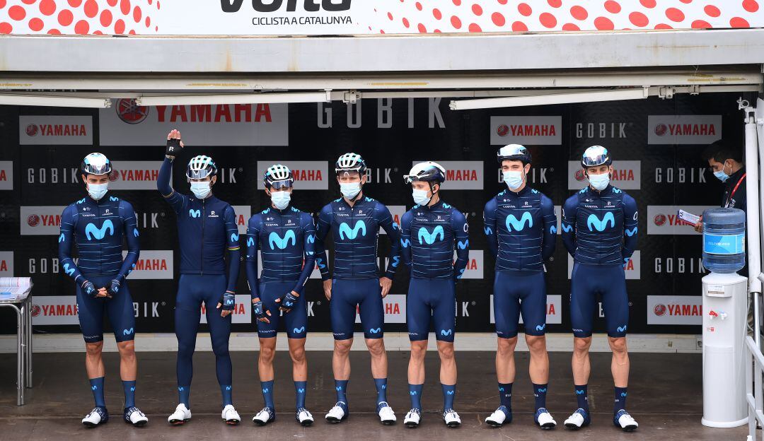 Nómina del Movistar Team con Valverde y Sosa en la pasada Vuelta a Cataluña.