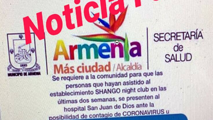 Falsa información sobre coronavirus comprometió a club nocturno en Armenia