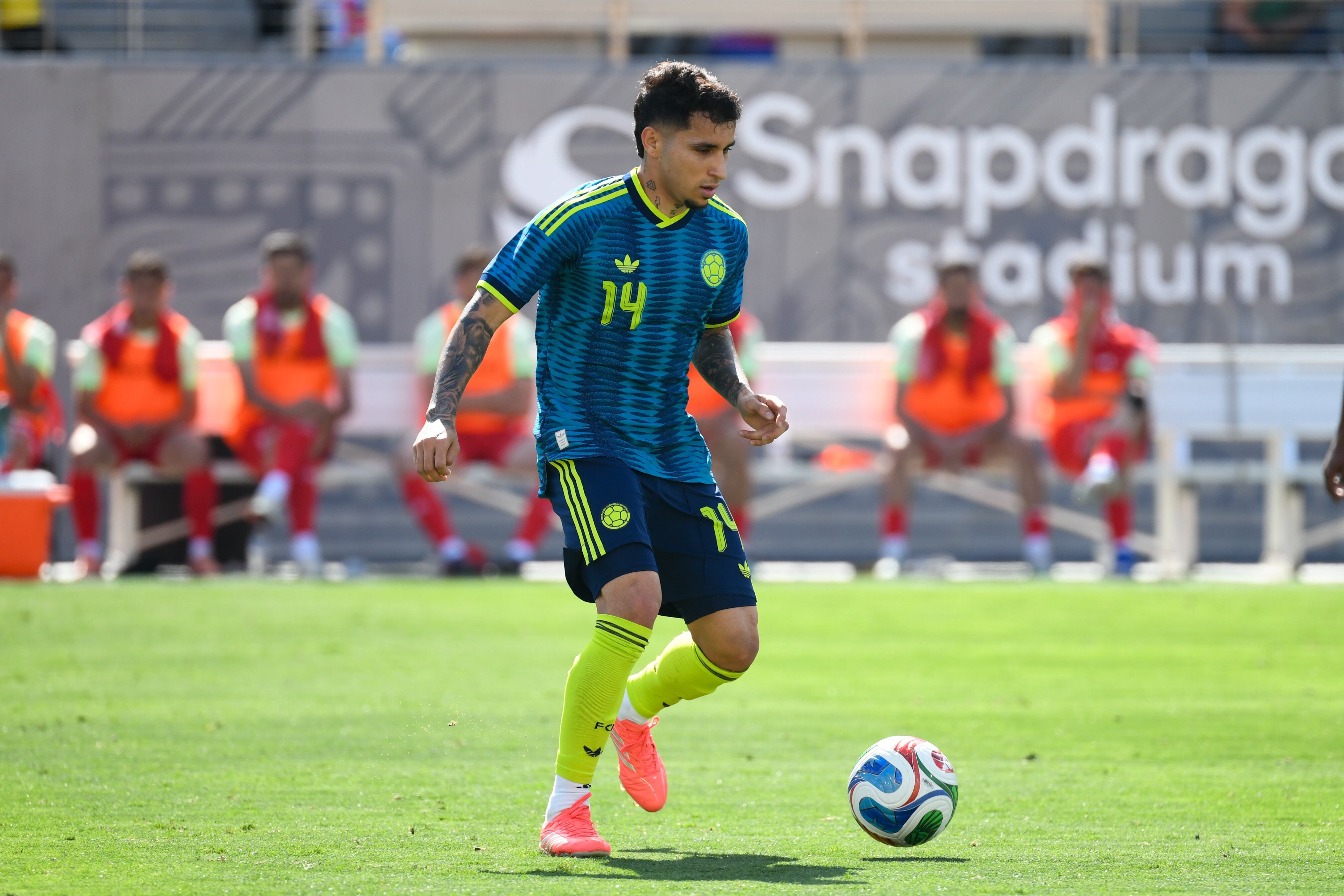 Gustavo Puerta en partido Colombia vs Jordania - Crédito: Federación Colombiana de Fútbol