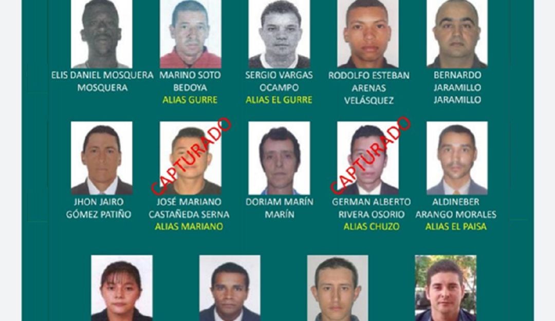 Cartel de presuntos delincuentes más buscados en Caldas