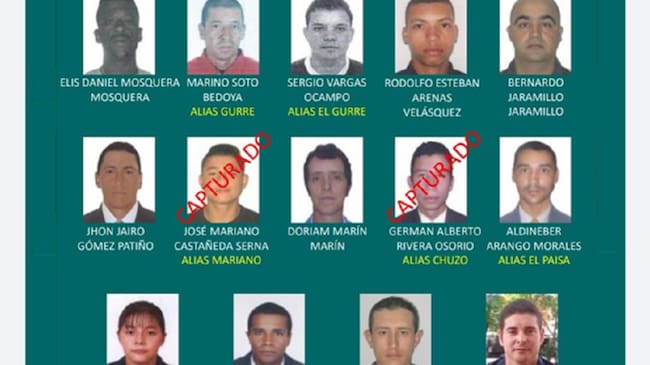Cartel de presuntos delincuentes más buscados en Caldas