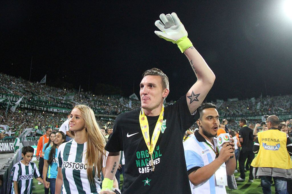 Franco Armani celebra un título con Atlético Nacional / Getty Images
