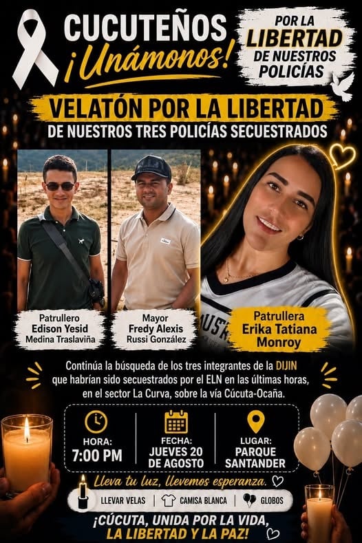 Velatón por policías secuestrados.