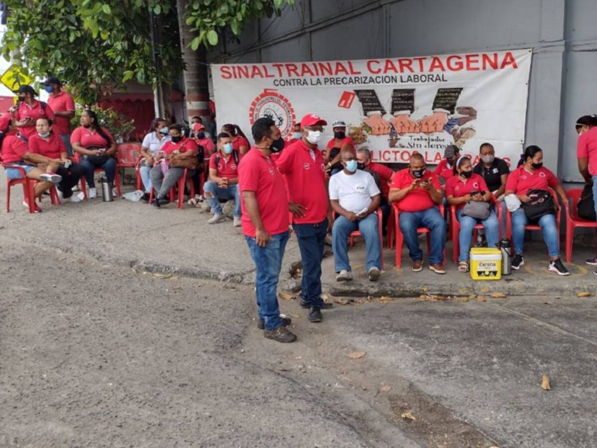 Trabajadores de Sinaltrainal en Cartagena volvieron a protestar