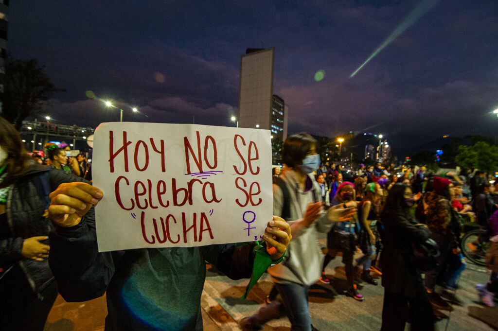 Marchas por el 8 de marzo en Bogotá, Colombia. Chepa Beltran/Long Visual Press/Universal Images Group via Getty Images.