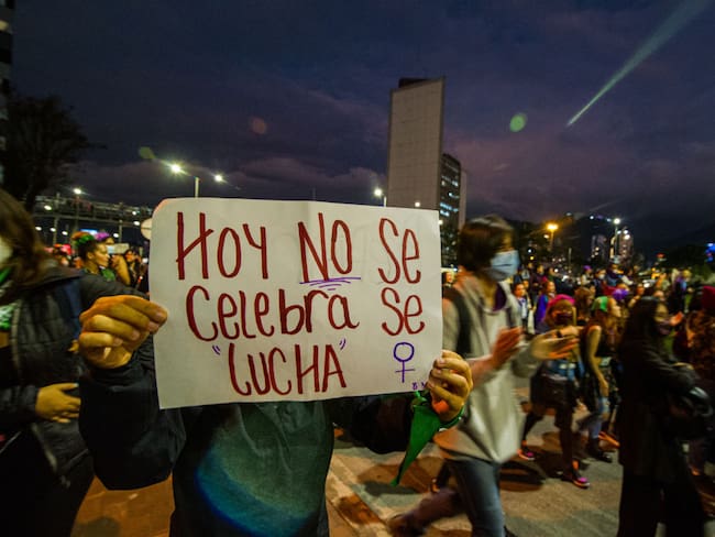 Marchas por el 8 de marzo en Bogotá, Colombia. Chepa Beltran/Long Visual Press/Universal Images Group via Getty Images.