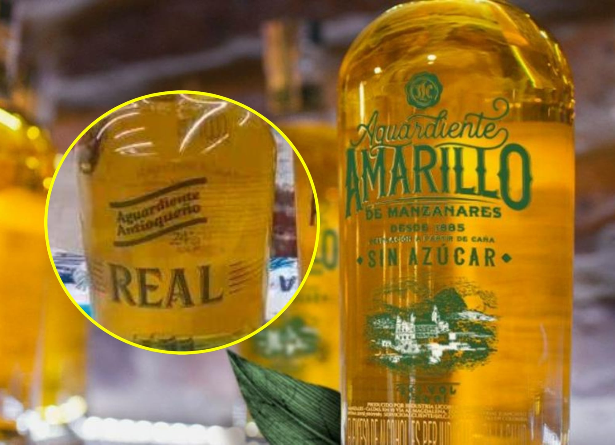 Aguardiente Amarillo REAL y Aguardiente Amarillo de Manzanares | Foto: Industria Licorera de Caldas