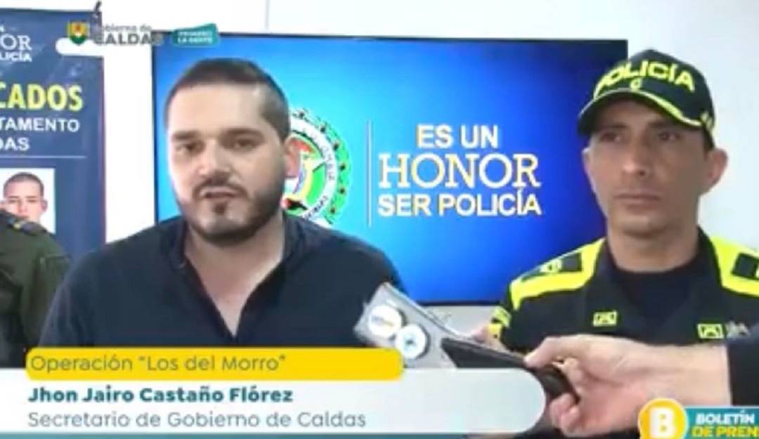 Capturaron a varias personas en el oriente de Caldas. Crédito: Gobernación de Caldas.