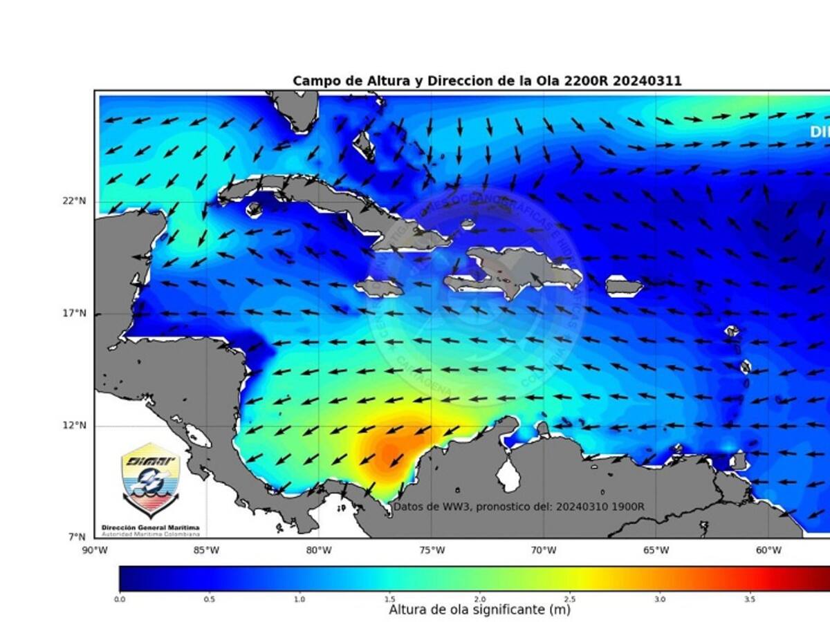 Dimar advierte fuertes vientos y oleaje alto en Cartagena durante las próximas 72 horas