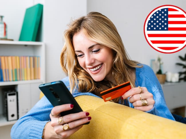 Imagen de referencia. Compras online y bandera de EE.UU: UU.: Getty Images.