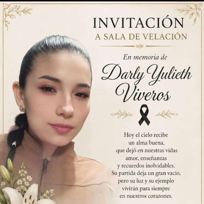 Pieza gráfica sepelio Darly Viveros. Foto: Cortesía