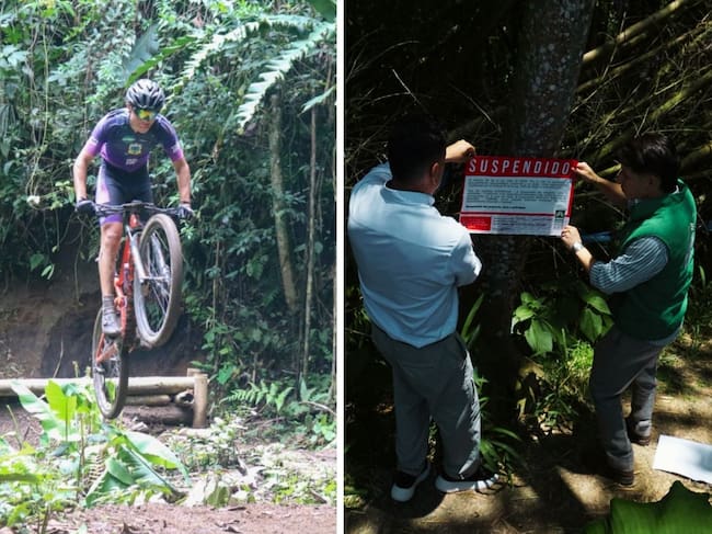 Cierre de pista de cilomontañismo en Pereira causa rechazo de deportistas (fotos: Alcaldía de Pereira - Carder)