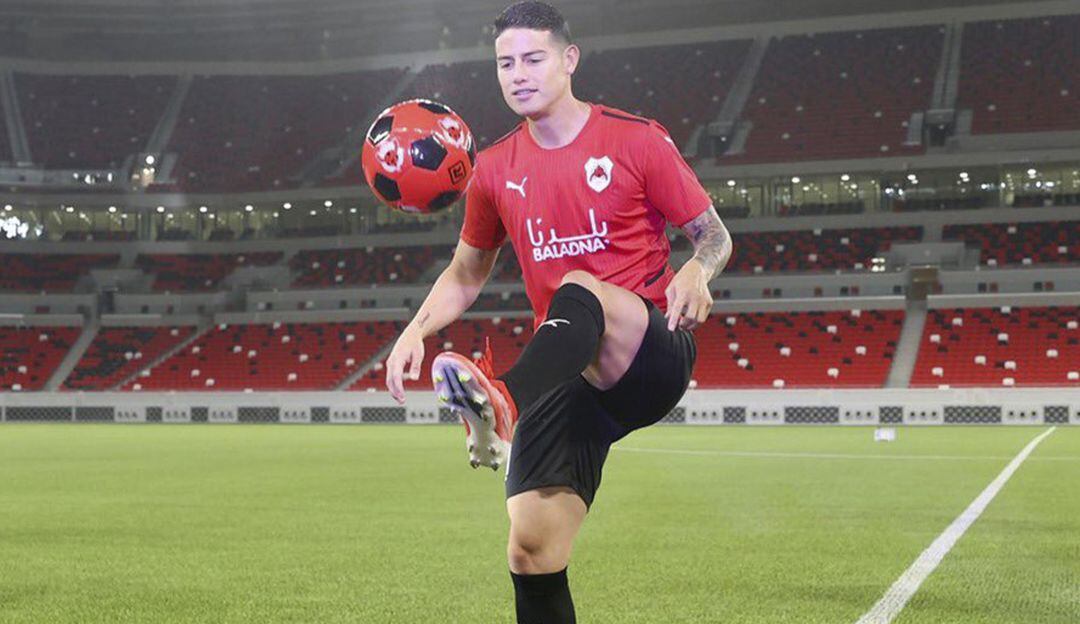 James Rodríguez en su presentación con el Al-Rayyan en 2021